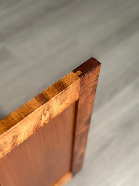 A Pair Of Arts And Crafts Fiddle Back Maple Bedside Cabinets
