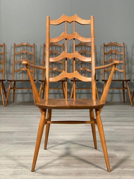 A Rare Set Of 8 Ercol 496 ‘Batwing’ Blonde Dining Chair’s