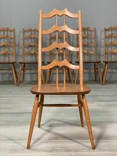 A Rare Set Of 8 Ercol 496 ‘Batwing’ Blonde Dining Chair’s