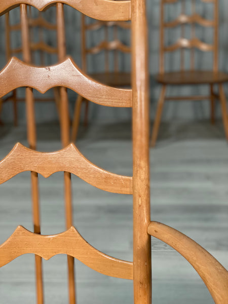 A Rare Set Of 8 Ercol 496 ‘Batwing’ Blonde Dining Chair’s