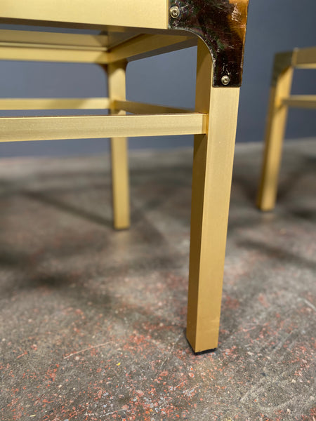 Pair Of 20th Century Anodized Brass Smoked Glass Side Tables