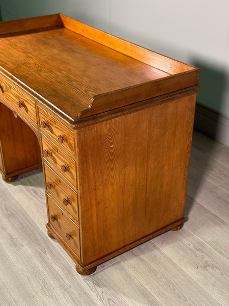 19th Century Solid Ash Kneehole Desk