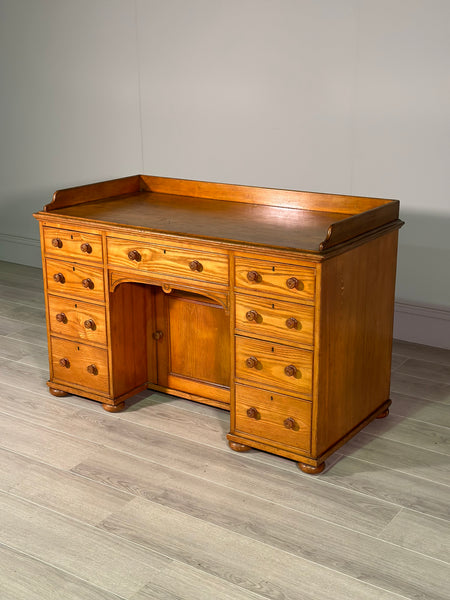 19th Century Solid Ash Kneehole Desk