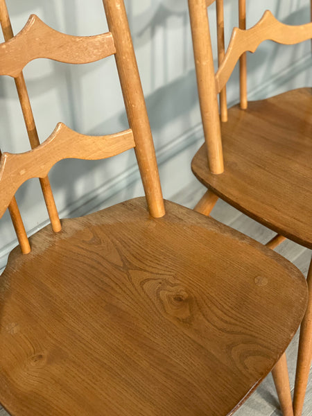 A Rare Set Of 8 Ercol 496 ‘Batwing’ Blonde Dining Chair’s