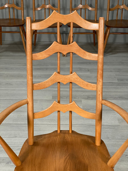 A Rare Set Of 8 Ercol 496 ‘Batwing’ Blonde Dining Chair’s