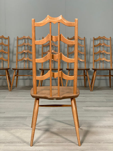 A Rare Set Of 8 Ercol 496 ‘Batwing’ Blonde Dining Chair’s