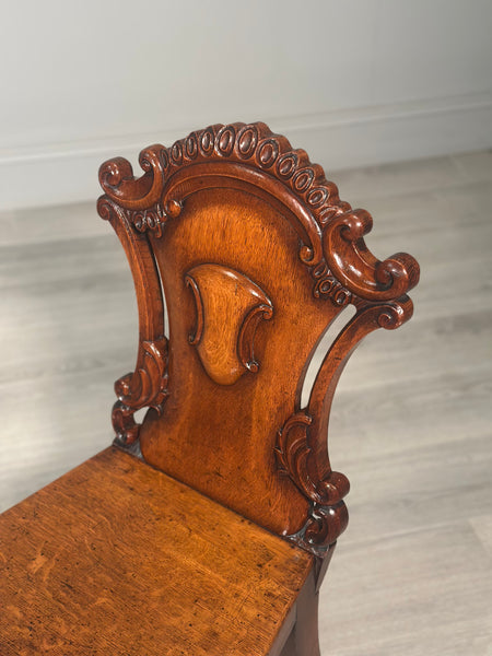 A Pair Of Oak Hall Chairs c.1860