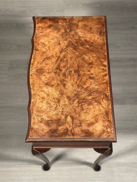 1920s Queen Anne Style Burr Walnut Side table