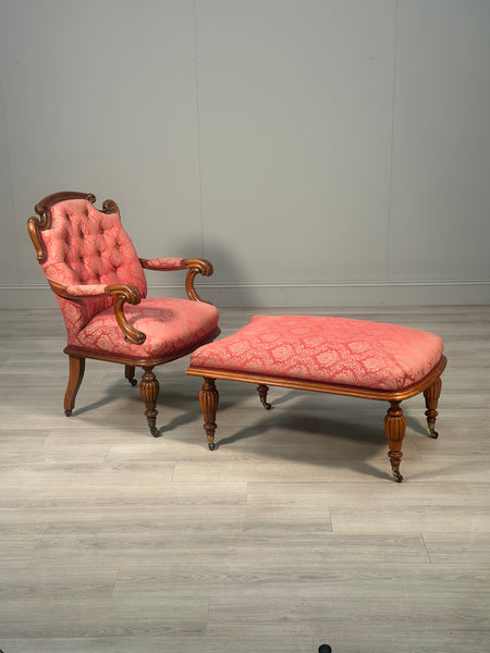Antique Armchair & Matching Footstool