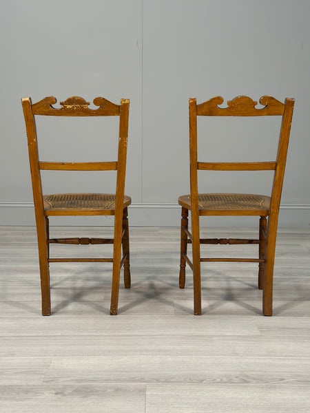 Pair Of Victorian Side Chairs In Original Scumble Paint