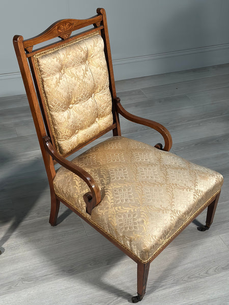 A Pair of His & Hers Inlaid Rosewood Armchairs c.1880