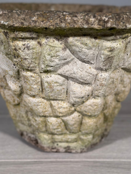 Pair Of Vintage Weathered Composite Stone Planters