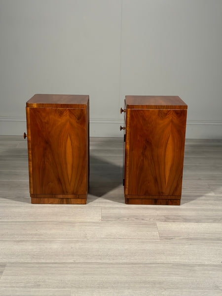 Burr Walnut Art Deco Bedside Cabinets