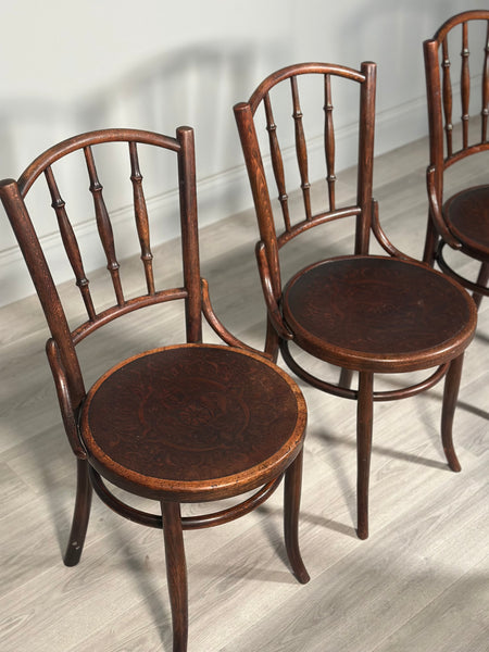 Four Bentwood Bistro Chairs by Fischel c.1910