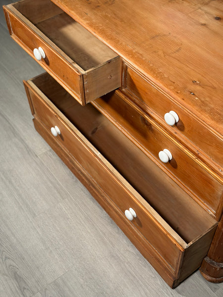 19th Century Wide Pine Chest Of Drawers