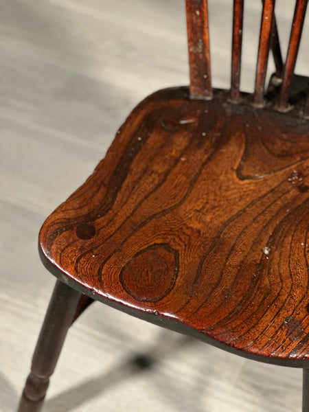 A Pair Of Antique Elm Kitchen Chairs C.1850