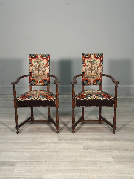 Pair of Antique Armchairs With A Gaspard De Wit Tapestry