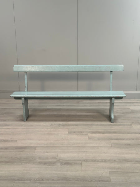Antique Pine Bench In Blue Paint