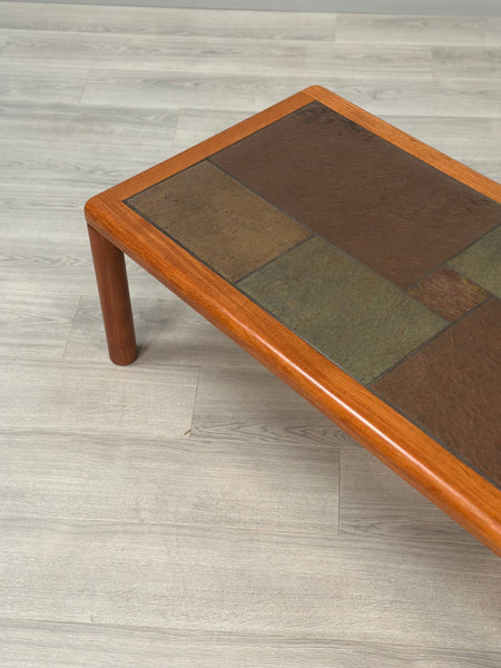 Danish Teak & Slate Coffee Table By Haslev