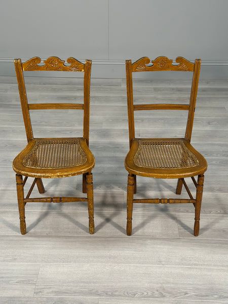 Pair Of Victorian Side Chairs In Original Scumble Paint
