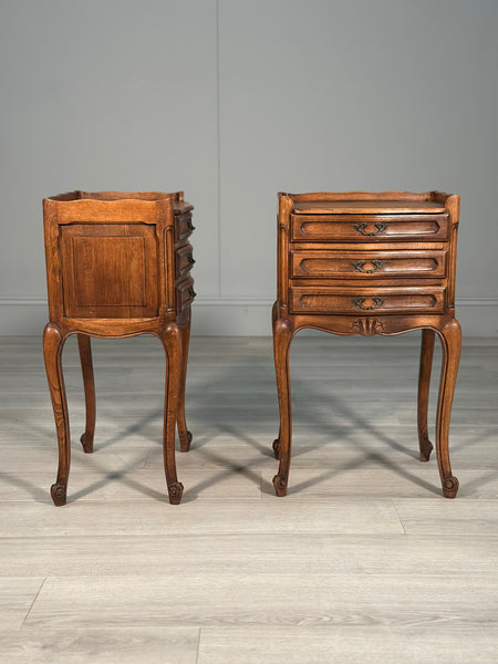 Antique French Oak Bedside Cabinets