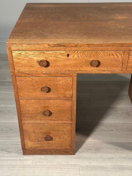 Antique Cotswold School Oak Desk c.1930