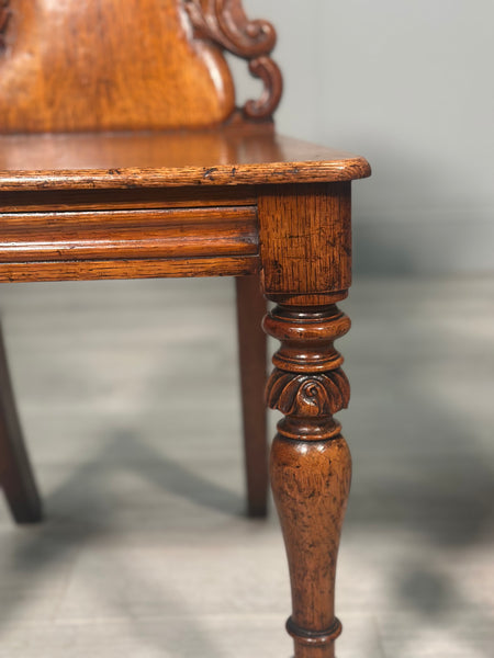 A Pair Of Oak Hall Chairs c.1860