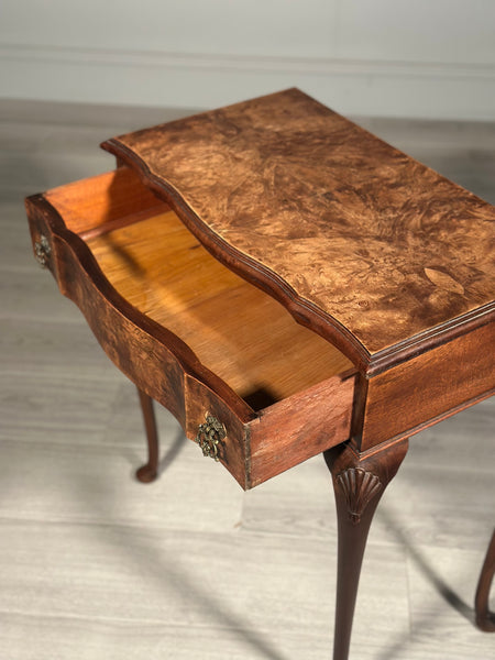 1920s Queen Anne Style Burr Walnut Side table