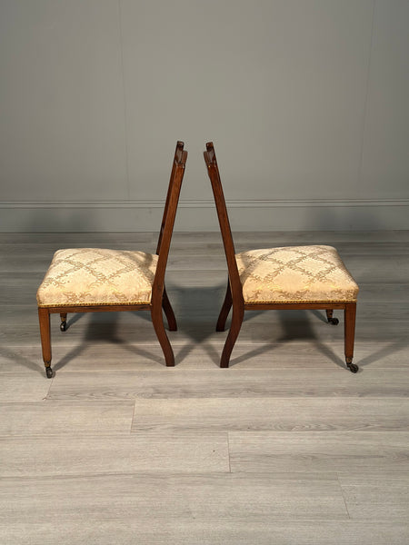 Pair Of Inlaid Rosewood Bedroom Chairs c.1880