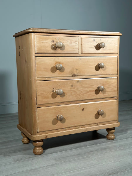 Large Victorian Pine Chest Of Drawers