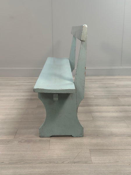 Antique Pine Bench In Blue Paint