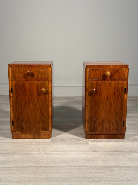 Burr Walnut Art Deco Bedside Cabinets
