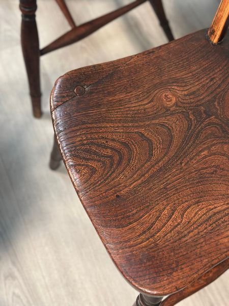 A Set of 6 19th Century Wheelback Dining Chairs