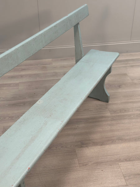 Antique Pine Bench In Blue Paint