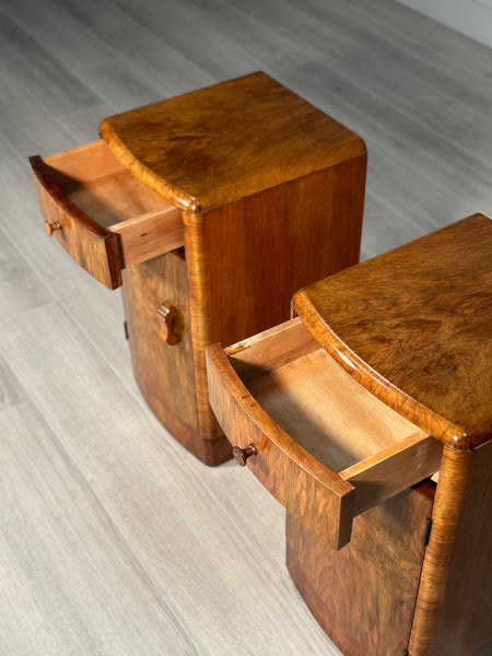 Burr Walnut Art Deco Bedside Cabinets