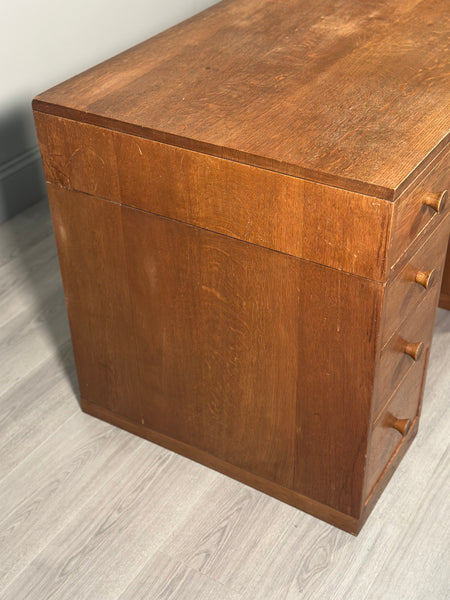 Antique Cotswold School Oak Desk c.1930