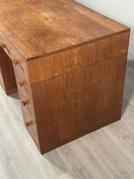 Antique Cotswold School Oak Desk c.1930