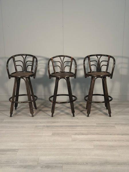 Vintage Bamboo Bar & 3 Stools