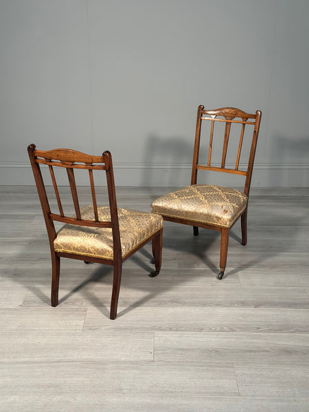 Pair Of Inlaid Rosewood Bedroom Chairs c.1880