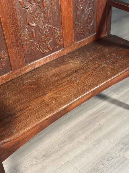 Arts and Crafts Oak Hall Bench c.1900