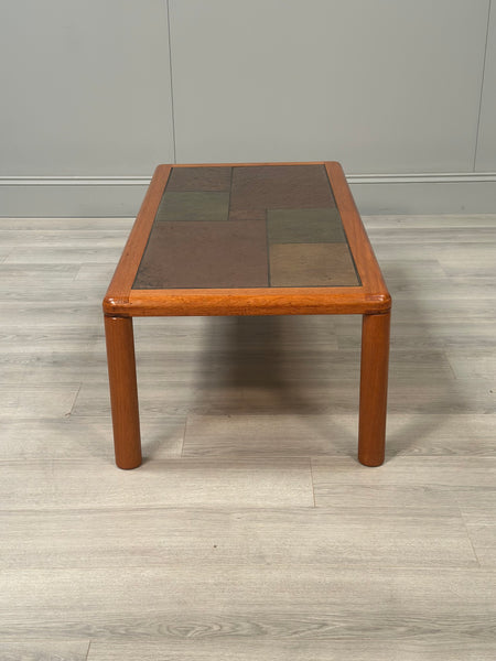 Danish Teak & Slate Coffee Table By Haslev