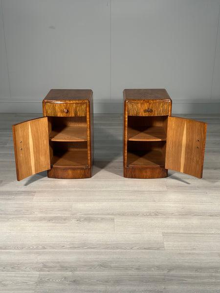 Burr Walnut Art Deco Bedside Cabinets