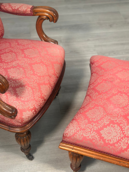 Antique Armchair & Matching Footstool