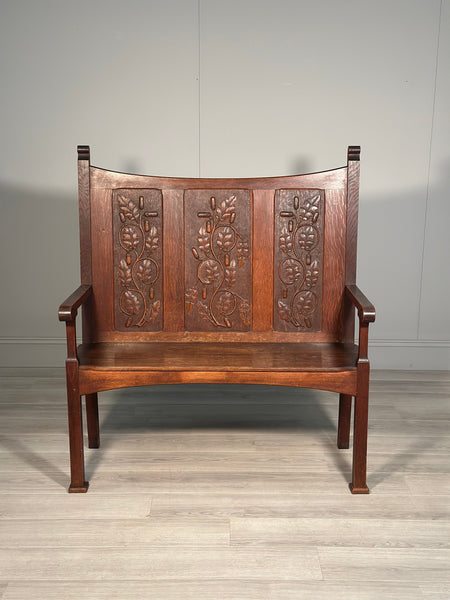Arts and Crafts Oak Hall Bench c.1900