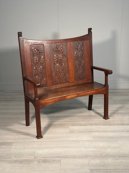 Arts and Crafts Oak Hall Bench c.1900