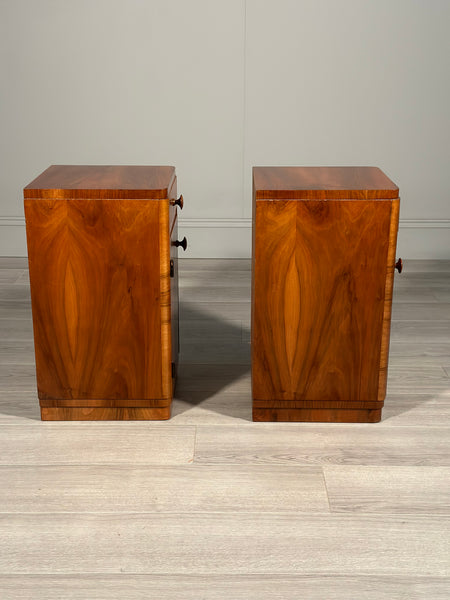Burr Walnut Art Deco Bedside Cabinets
