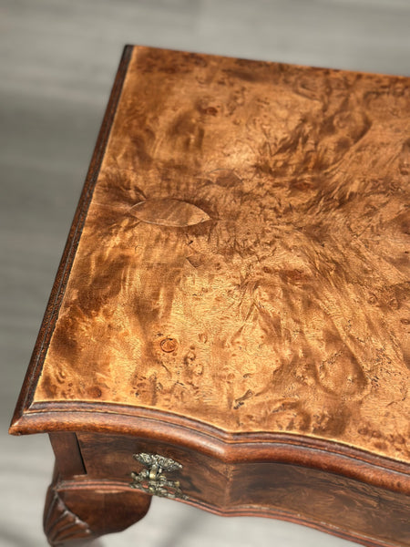 1920s Queen Anne Style Burr Walnut Side table