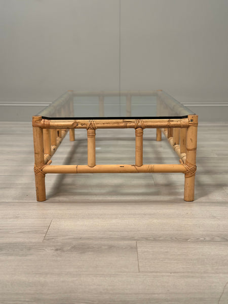 Vintage Bamboo & Glass Coffee Table