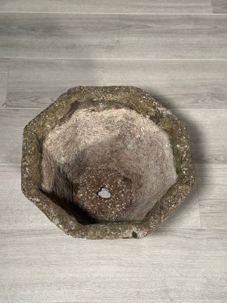Pair Of Vintage Weathered Composite Stone Planters