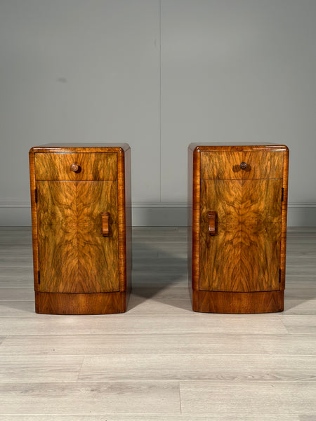 Burr Walnut Art Deco Bedside Cabinets